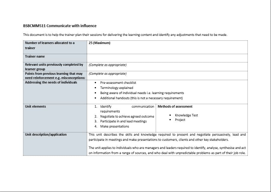 Session Plan — original CAQA BSBCMM511 sample